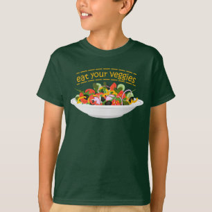 Camiseta Coma seus vegetais Cite salada fresca misturar tig