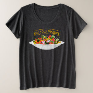 Camiseta Coma seus vegetais Cite salada fresca misturar tig