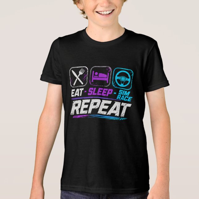 Camiseta Coma sim raça repita para fãs de corridas de simul (Frente)