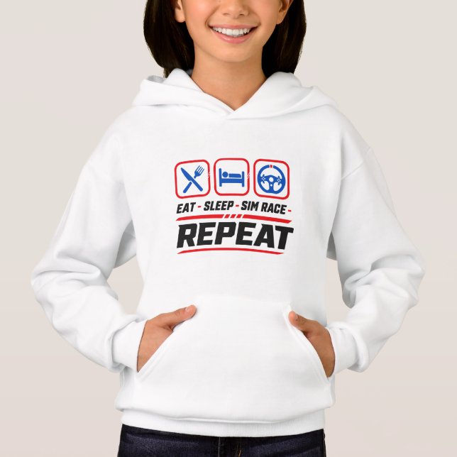 Camiseta Coma sim raça repita para fãs de corridas de simul (Frente)