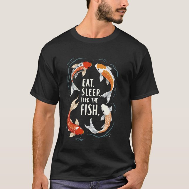 Camiseta Coma Sleep Alimente Peixe Koi Carp Tee Japonês Koi (Frente)