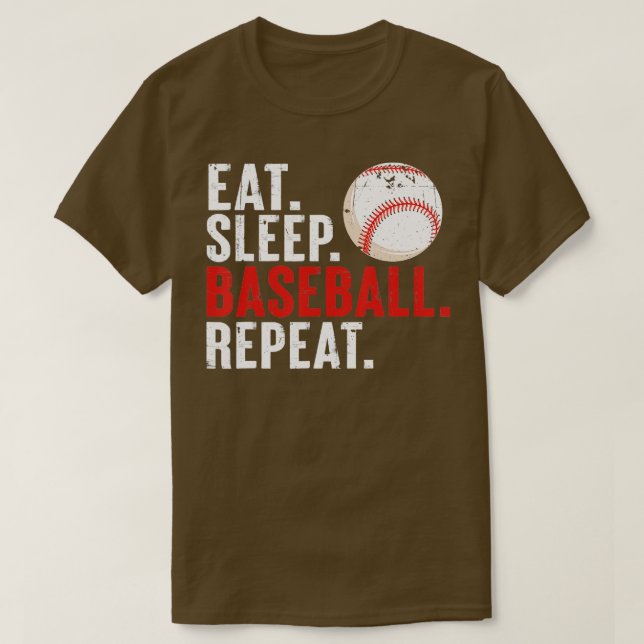 Camiseta Coma Sleep Baseball Repete Bleão Engraçado Beisebo (Frente do Design)