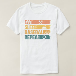 Camiseta Coma Sleep Baseball Repetir Jogador De Baseball En