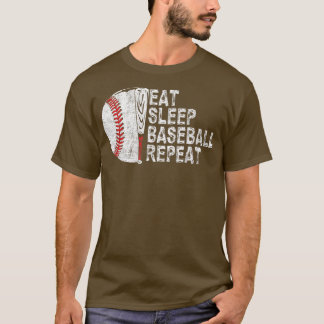 Camiseta Coma Sleep Baseball Repetir Jogador De Baseball Fu