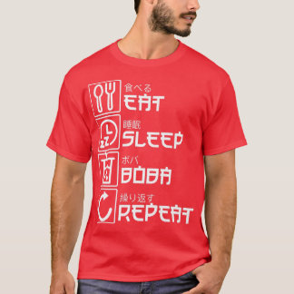 Camiseta Coma Sleep Boba Repete Anime Bubble Tea Manga Otak