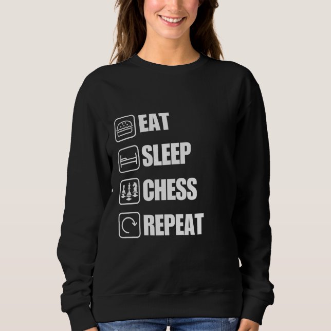 Camiseta Coma Sleep Chess Repita Citação Engraçada (Frente)