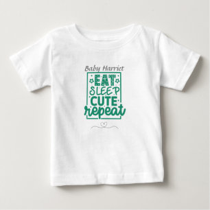 Camiseta Coma Sleep Cute Repetir - personalize o nome baby