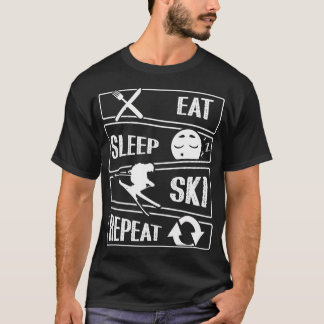 Camiseta Coma Sleep Esquiando Repetir Esqui Engraçado Espiã