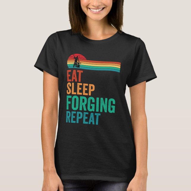 Camiseta Coma Sleep Forging Repete Forge Blacksmith Anvil (Frente)