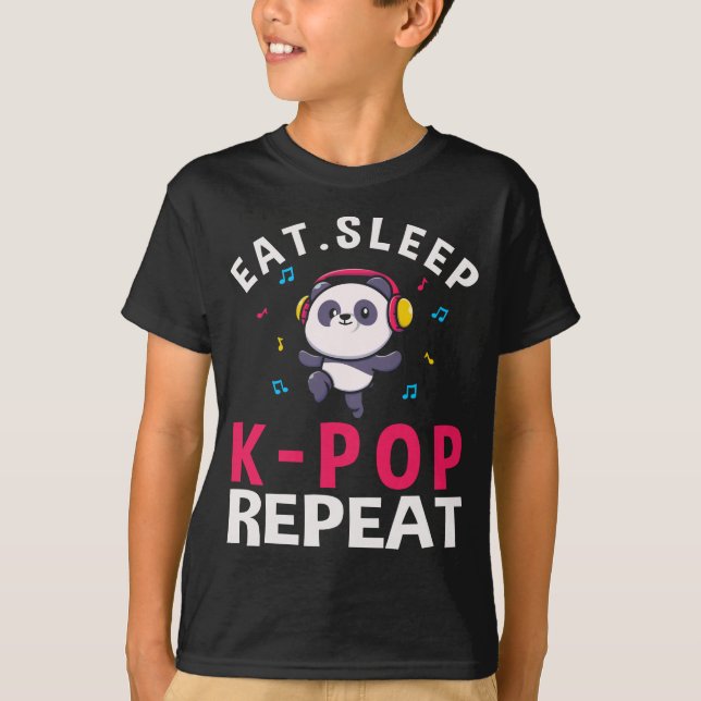 Camiseta Coma Sleep KPop Repetir Kawaii Panda (Frente)