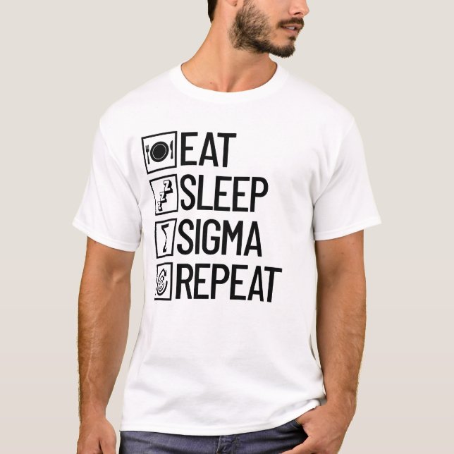 Camiseta Coma Sleep Sigma Repita Sinal Engraçado (Frente)