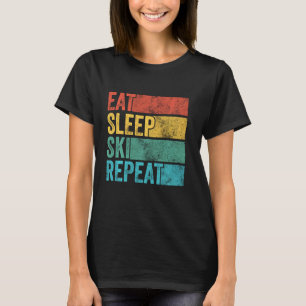 Camiseta Coma Sleep Ski Repete Skiing Skier Vintage Distres