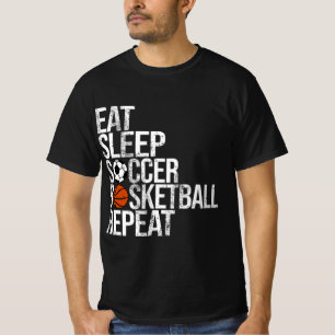 Camiseta Coma Sleep Soccer Basquete Repete Bola Divertida