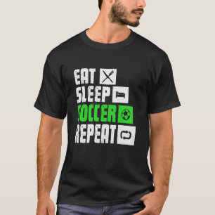 Camiseta Coma Sleep Soccer Repita Treinador do Jogador de F