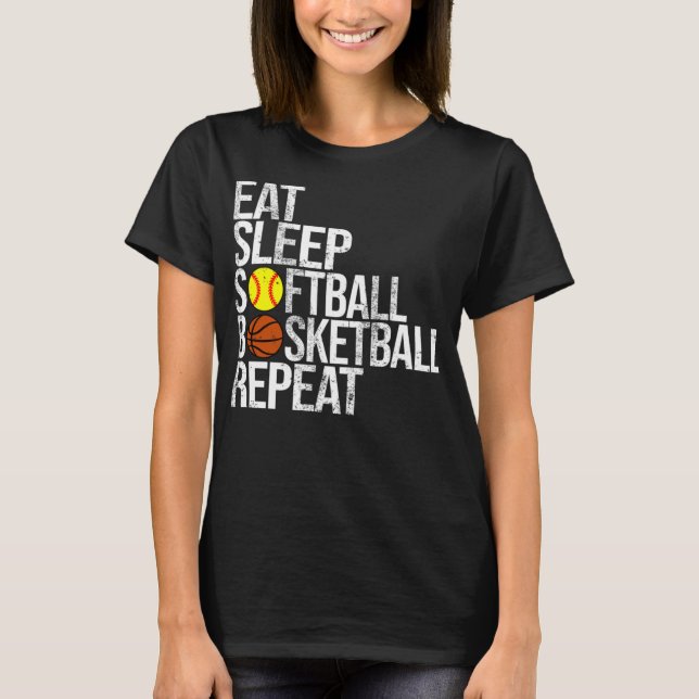 Camiseta Coma Sleep Softball Basball Repete Bola Engraçada (Frente)