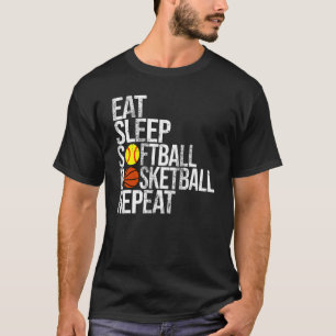 Camiseta Coma Sleep Softball Basball Repete Jogo de Bola Da