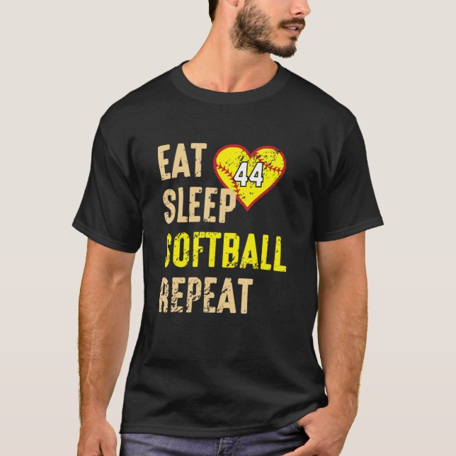 Camiseta Coma Sleep Softball Repeat Jersey Número 44 Vintag (Frente)