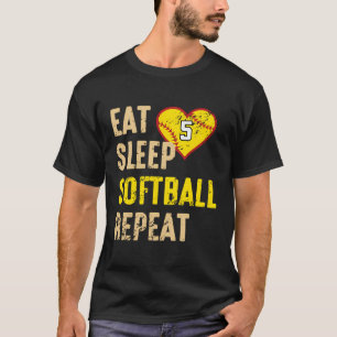 Camiseta Coma Sleep Softball Repetir Jersey Número 5 Vintag