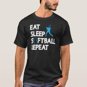 Camiseta Coma Sleep Softball Repetir Jogo Softball Softball