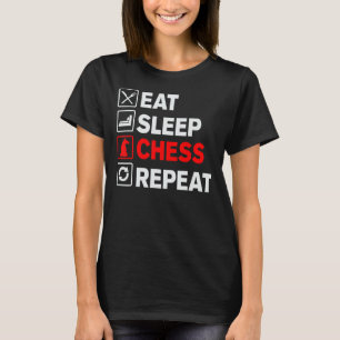 Camiseta Coma Sleep Tocar Xadrez Repetir Chessmaster Love T