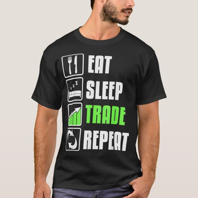 Camiseta Coma Sleep Trade Repete Funny Stock Trading (Frente)