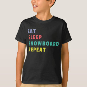 Camiseta Coma Snowboard Repetindo Crianças Coloridas