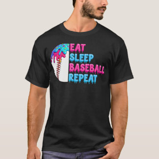 Camiseta Coma Sonho Beisebol Repita Garotos Engraçados Beis
