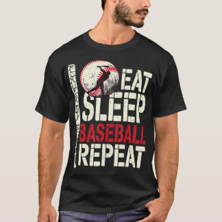 Camiseta Coma Sonho Beisebol Repita Jogador de Beisebol Eng