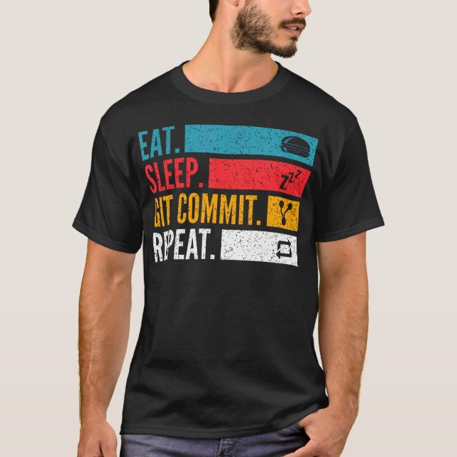 Camiseta Coma Sonho Git Commit Repita - Codificador de Códi (Frente)