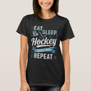 Camiseta Coma Sonho Hockey Repita Herói do Hockey Para Fã d