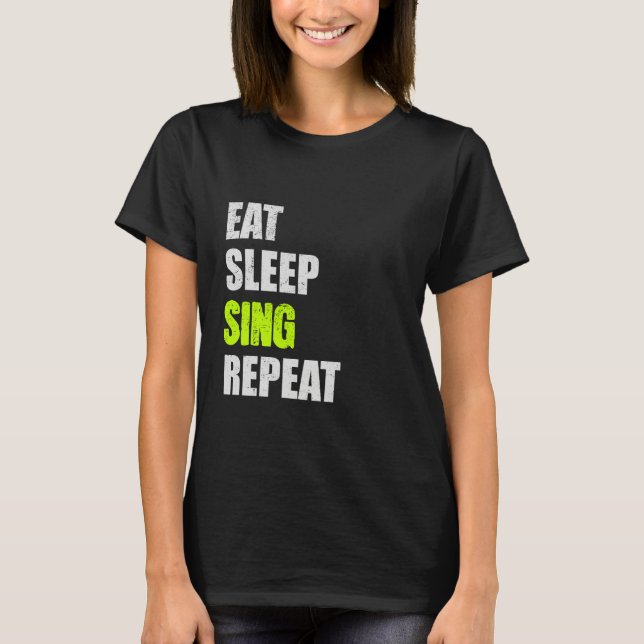 Camiseta Coma Sono Cantando Repetir Citação Engraçada Troqu (Frente)