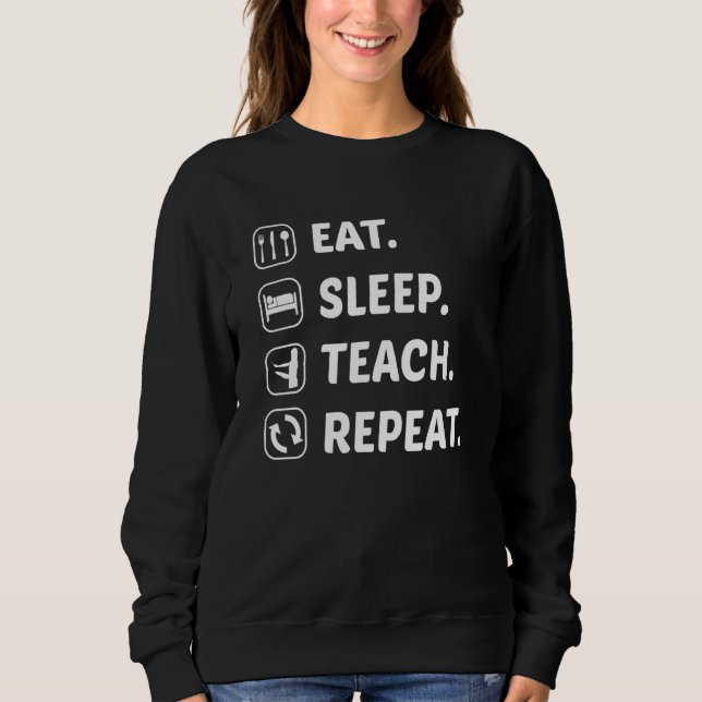 Camiseta Coma Sono Ensinar Professora Repetitiva Ensinando  (Frente)