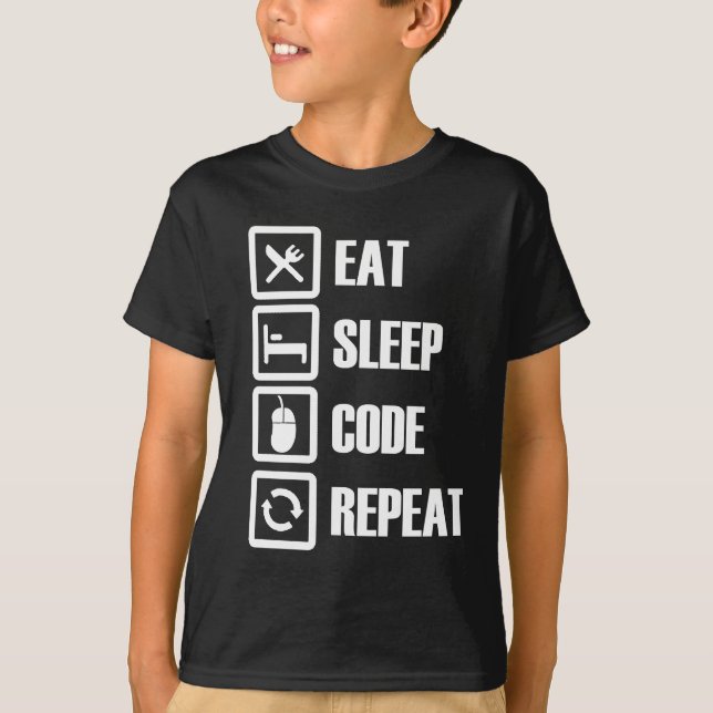Camiseta Coma - sono - o código - repita o Tshirt (Frente)