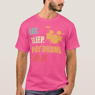 Camiseta Coma Sono Tocar Tambores Repetir Bebida Engraçada 