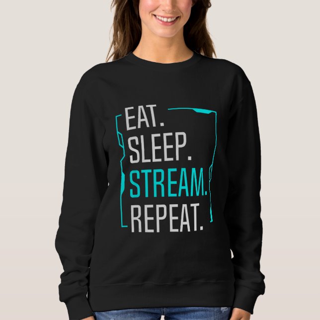 Camiseta Coma Stream Sleep Repetir Streaming de Filmes G (Frente)