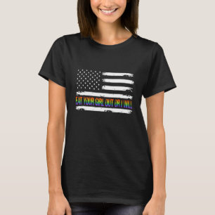 Camiseta Coma Sua Garota Ou Eu Sinalizarei Ga LGBTQ Lésbica