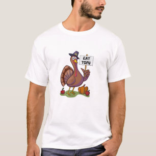 Camiseta Coma Tofu Ação de Graças Vegetariana Turquia Engra
