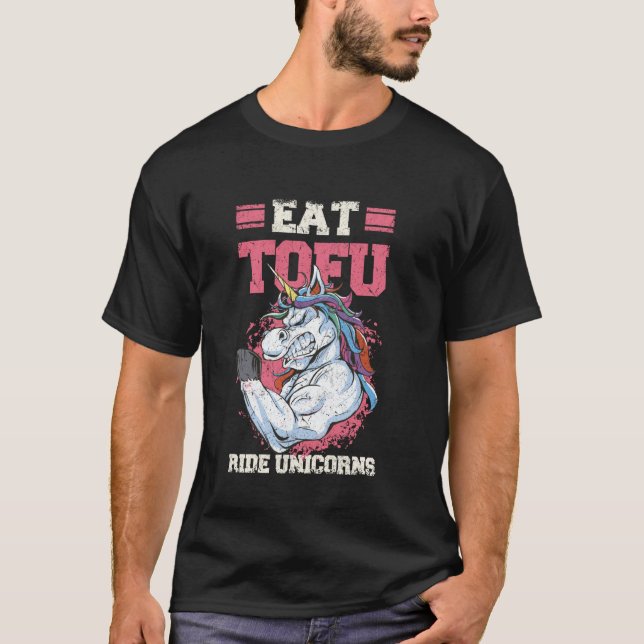 Camiseta Coma Tofu Monte Unicórnios Comida Vegana Sem Carne (Frente)