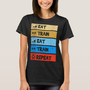 Camiseta Coma Treine Repita Força Esportes Academia Engraça