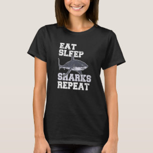 Camiseta Coma Tubarões do Sono Repetir Tubarões de Tubarão 