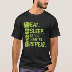 Camiseta Coma um corredor de repetição de sono cruzado do p