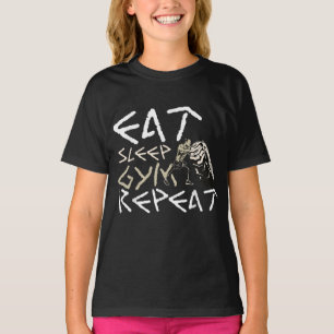 Camiseta Coma uma citação engraçada no ginásio e repita