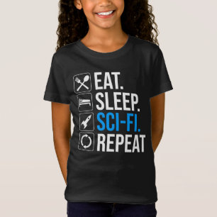 Camiseta Coma uma repetição Sci-Fi para dormir