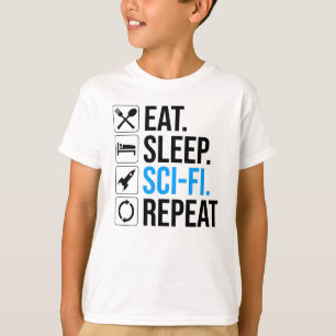 Camiseta Coma uma repetição Sci-Fi para dormir