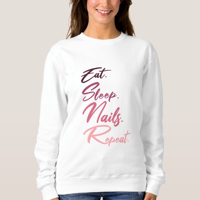 Camiseta Coma Unhas do Sono Repetir, unhas de mulheres, art (Frente)