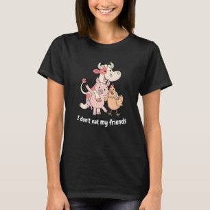 Camiseta Coma vegetais não animais Não como meus amigos Ani