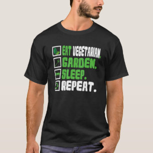 Camiseta Coma Vegetariano Jardim Dormir Repetir Vegano