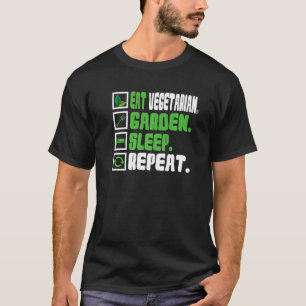 Camiseta Coma Vegetariano Jardim Dormir Repita Vegano