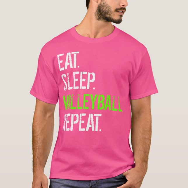 Camiseta Coma Voleibol Dormindo Repete Voleibol Engraçado (Frente)