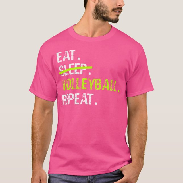 Camiseta Coma Voleibol Dormindo Repete Voleibol Engraçado (Frente)